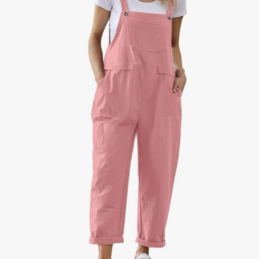 YESNO Women Casual Baggy Bib Overall/Romper with Pockets Size M